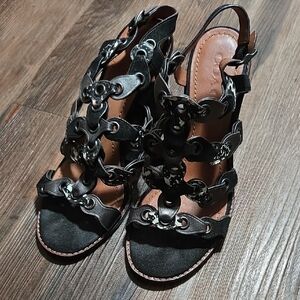 Coach Black Leather Sandals